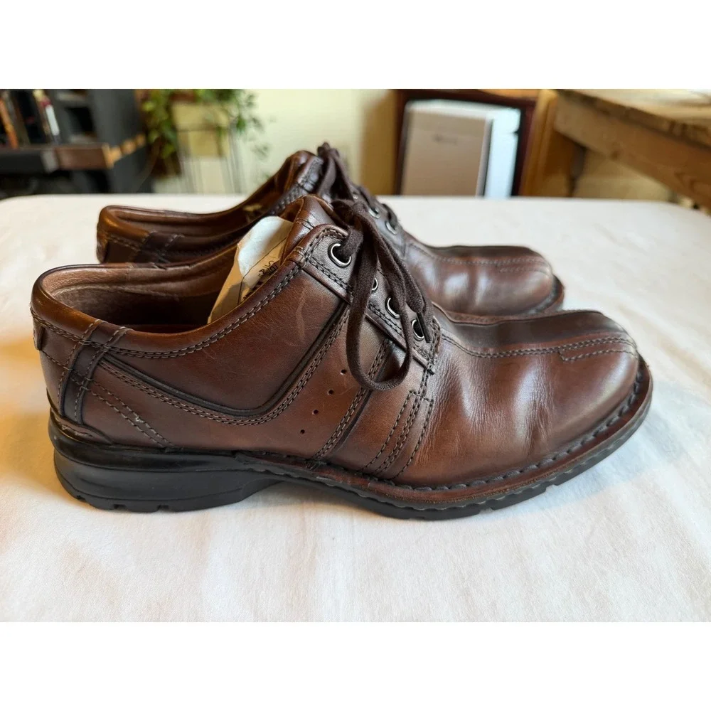 Clarks Mens Brown Leather Bicycle Toe Oxford Lace Up Shoes 70852 Size 10M